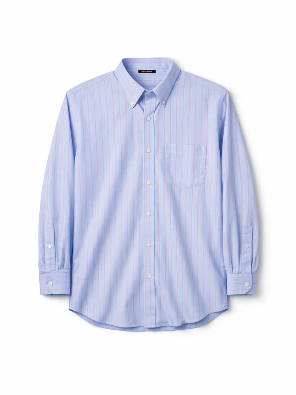 Lands’ End Supima No‑Iron Oxford | Blue & Red Stripe | Men’s 17